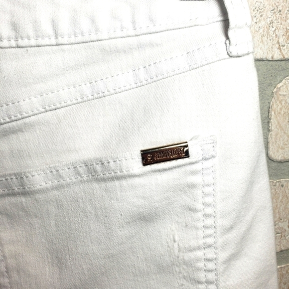 JENNIFER LOPEZ Gold Studded Stretch High Rise Denim Shorts White Size 4 - Picture 3 of 7